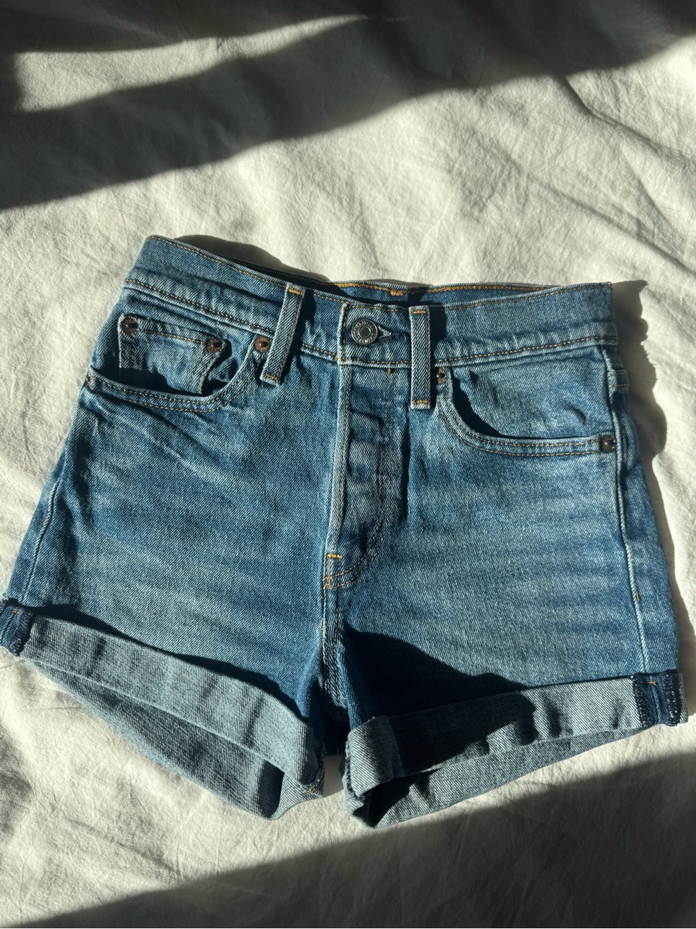 Levi’s Classic Blue Denim Women's Roll-Cuff Jean Shorts